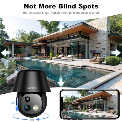 Solar Security Cameras Wireless Outdoor, 2K Pan/Tilt 360° View, WiFi, AI Motion Detection, Color Night Vision L50490