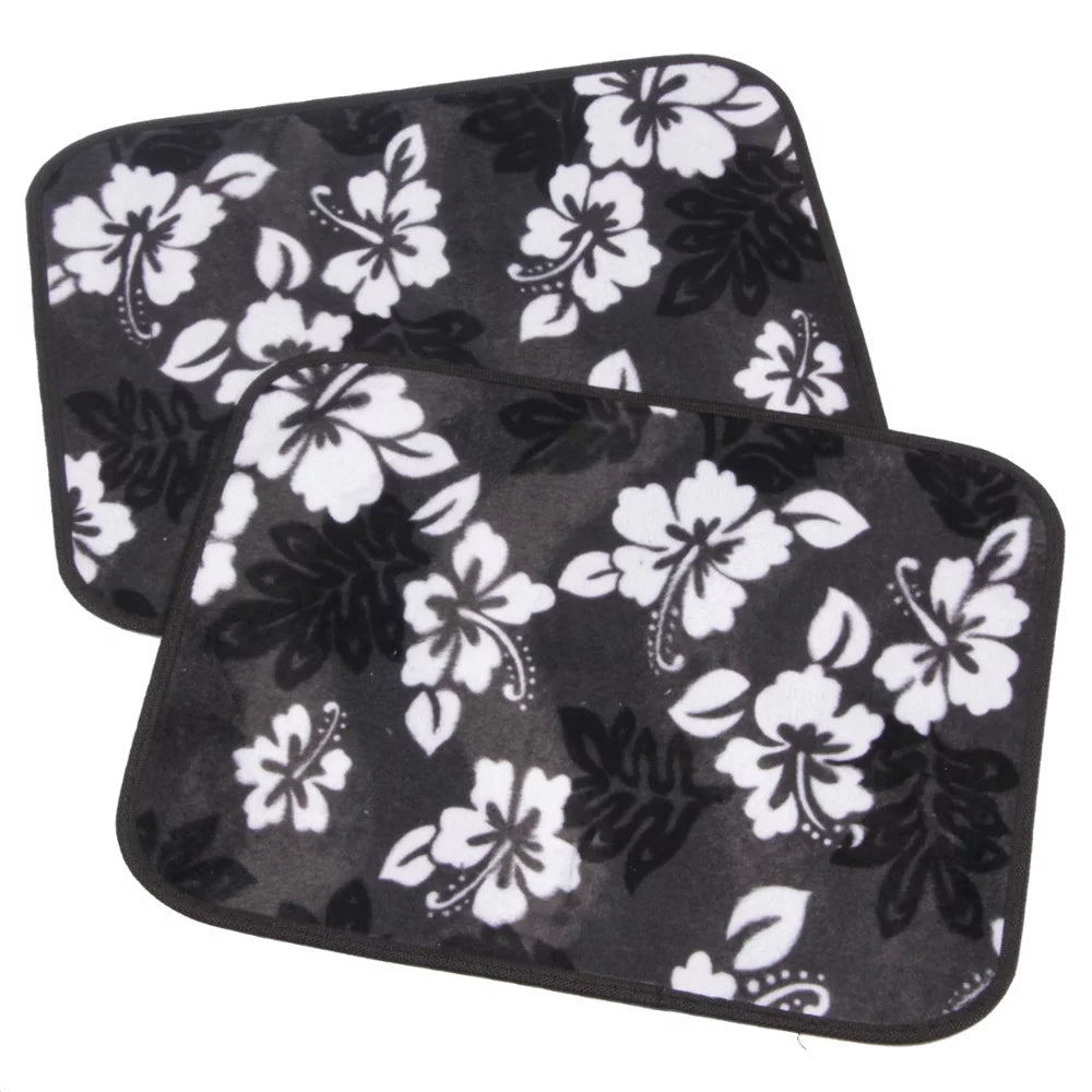 Hawaiian Hibiscus Car Floor Mats for Car Truck SUV - 4 Piece Set, Black & White F640