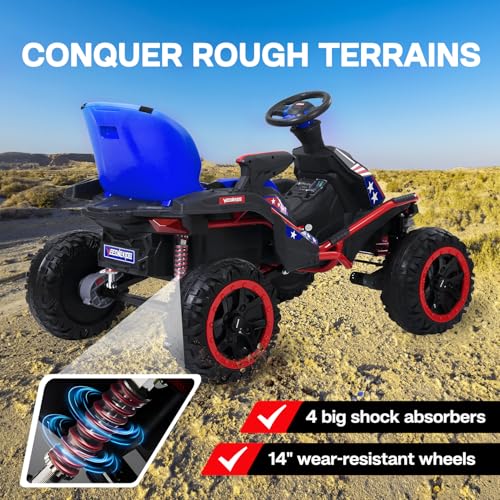 24V Ride on Toy for Big Kids with 4 Motors, Bluetooth Speaker, Adjustable Seat J34962