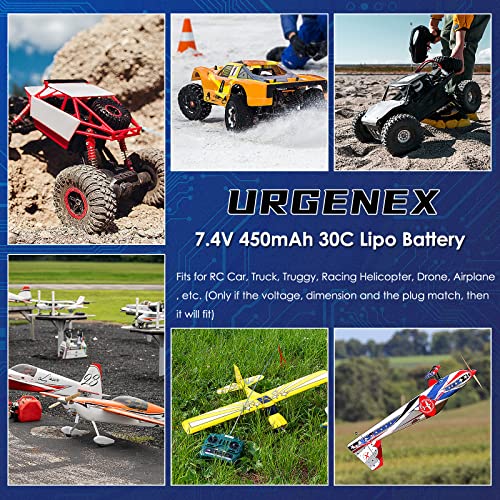 7.4V 450mAh 2S Lipo Battery with JST & PH2.0 Plug and USB Charger for RC Cars and Drones G32974