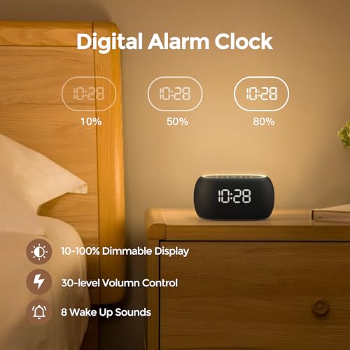White Noise Sound Machine Alarm Clock with Bluetooth Speaker Q9962