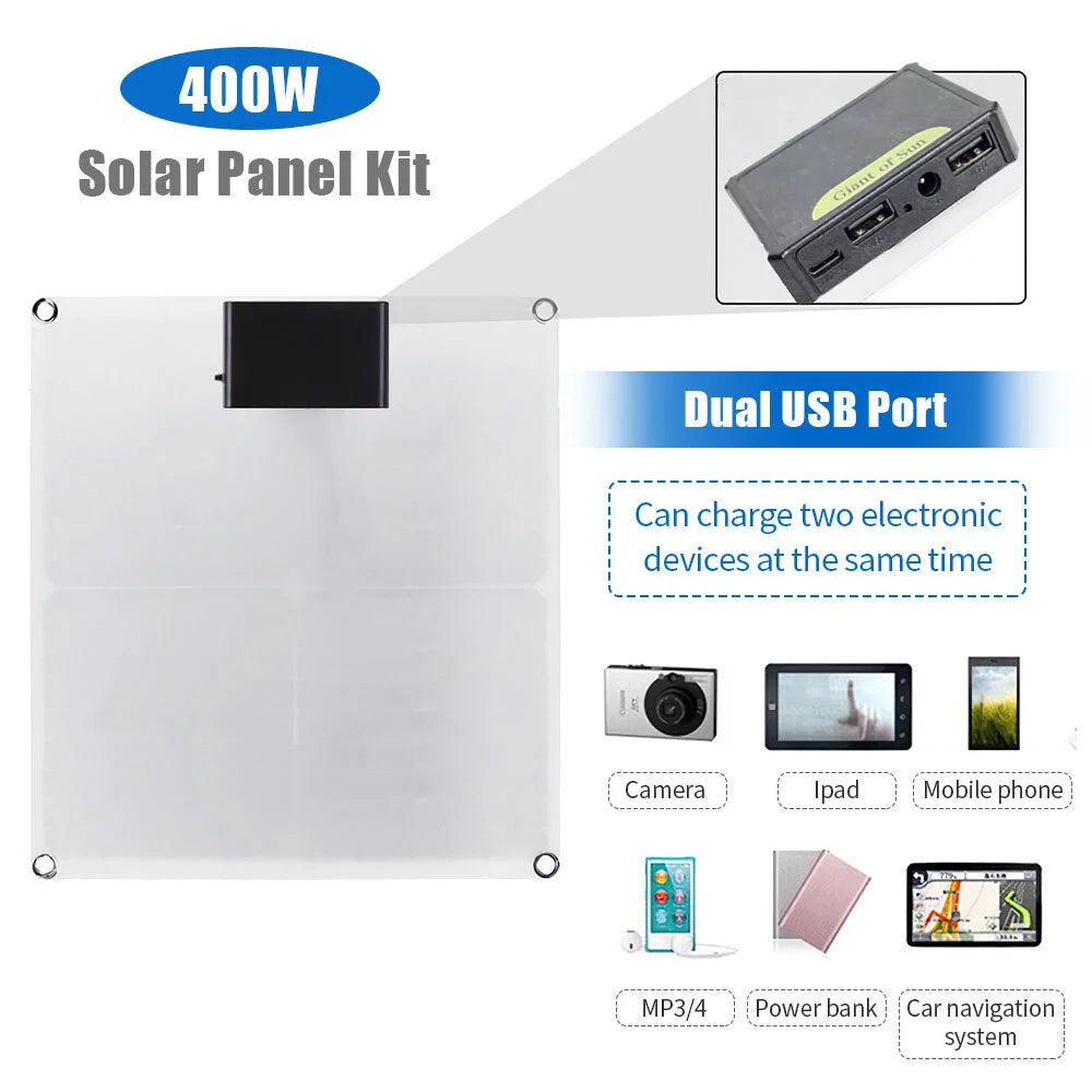 Solar Panel Controller Kit 100A 12V Portable Outdoor Battery Charger W4839