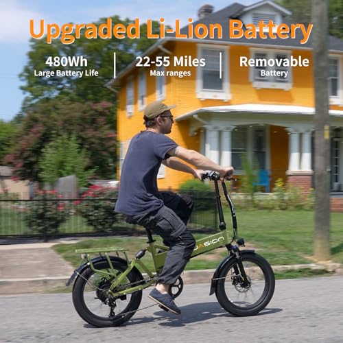 Folding Electric Bike for Adults, 1200W Peak Motor, 28MPH Max Speed, 48V 10AH Removable Battery, 20" Fat Tire M840673