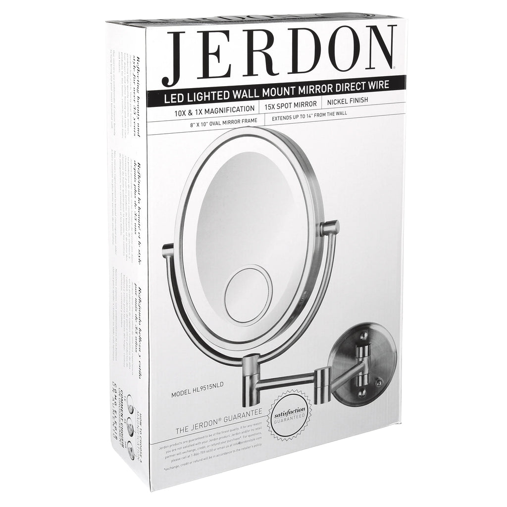 Oval Wall-Mounted Lighted Makeup Mirror with 10X-1X and 15X Spot Magnification W701