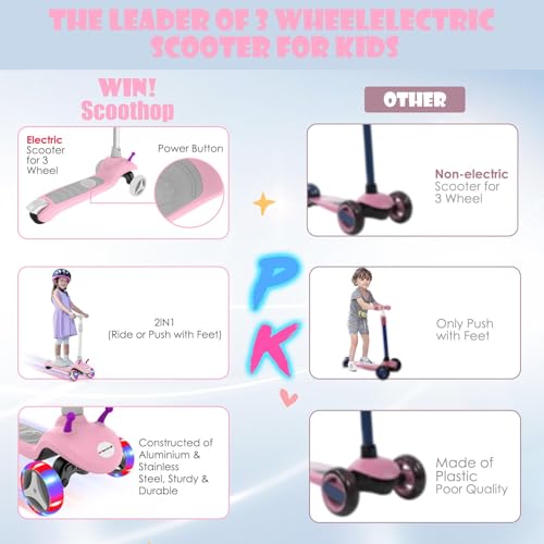 Kids Electric Scooter with 3 Wheels, Adjustable Height, Anti-Slip Deck V61735