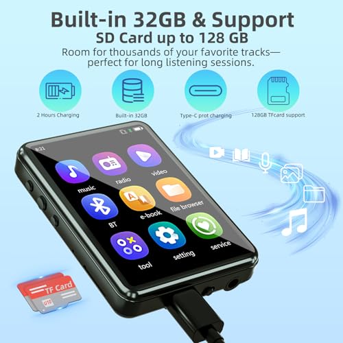 Portable MP3 Player with Bluetooth, Touch Screen, FM Radio, SD Card Slot B4949