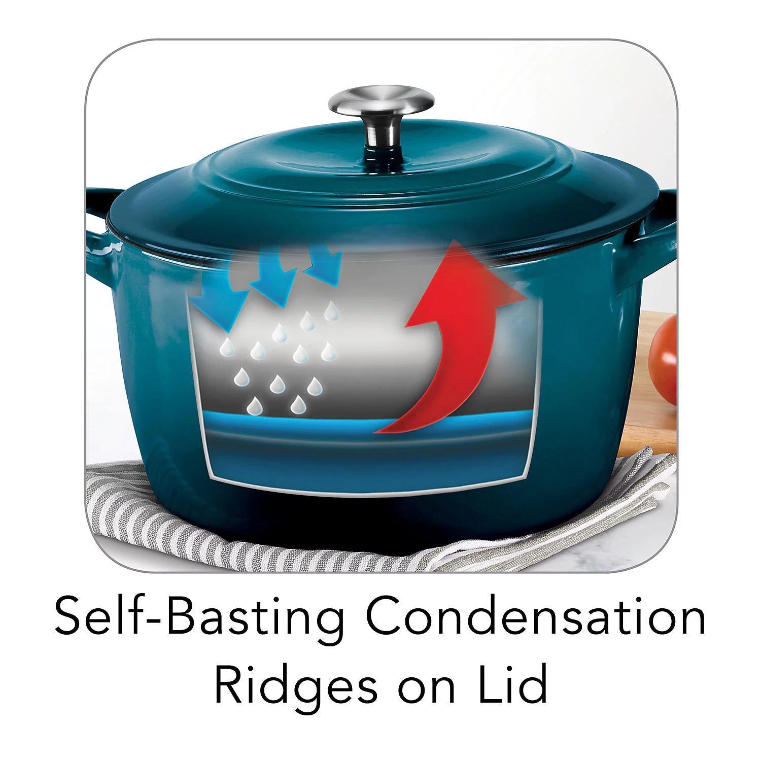 Enameled Cast Iron 7-Qt Covered Round Dutch Oven W972