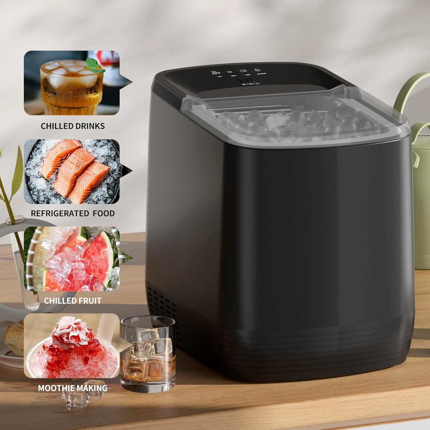 Countertop Ice Maker, 3.5 Minutes Fast, Auto-Cleaning, Portable with Basket and Scoop X933