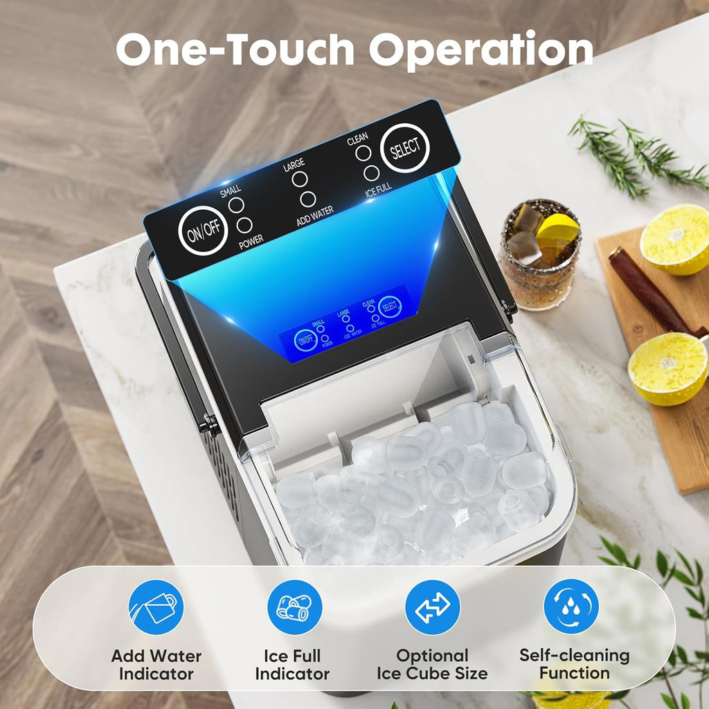 Ice Maker Countertop, Portable Mini Ice Machine, Self-Cleaning, 2 Ice Sizes R31547
