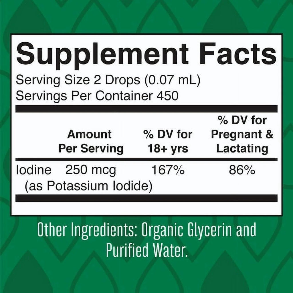 Potassium Iodine Supplement Drops, USDA Organic, Vegan, 450 Servings X57989