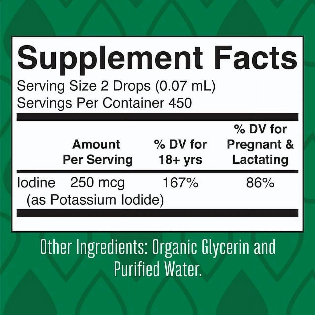 Potassium Iodine Supplement Drops, USDA Organic, Vegan, 450 Servings X57989