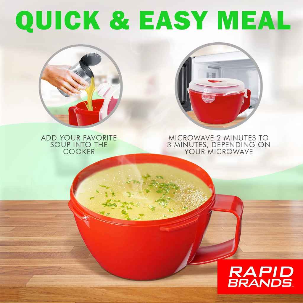 Noodle & Soup Bowl, Microwaveable, BPA-Free, Red Z101418