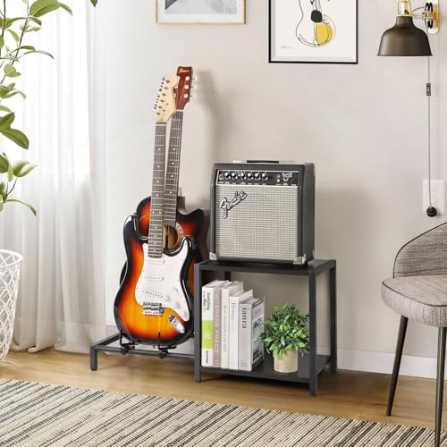 Guitar Rack, 3-Piece Floor Stand with Amp Support, Adjustable Holder for Multiple Instruments X487178