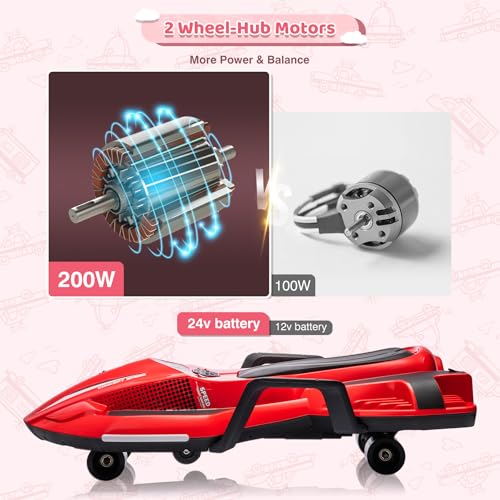 24V Electric Ride On Toy for Kids, Drift Cart with Side Handlebars, LED Lights & Music D29191