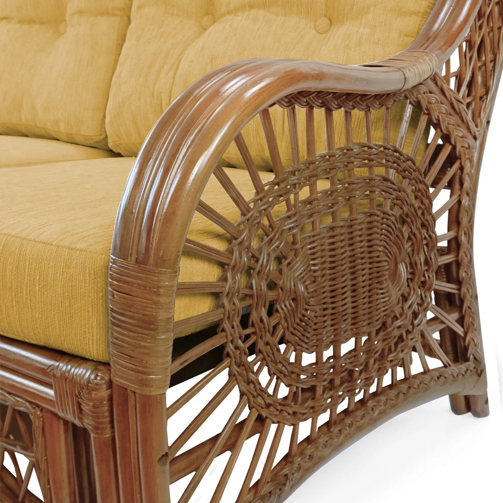 Three-Seater Rattan Wicker Sofa with Light Brown Cushions T819