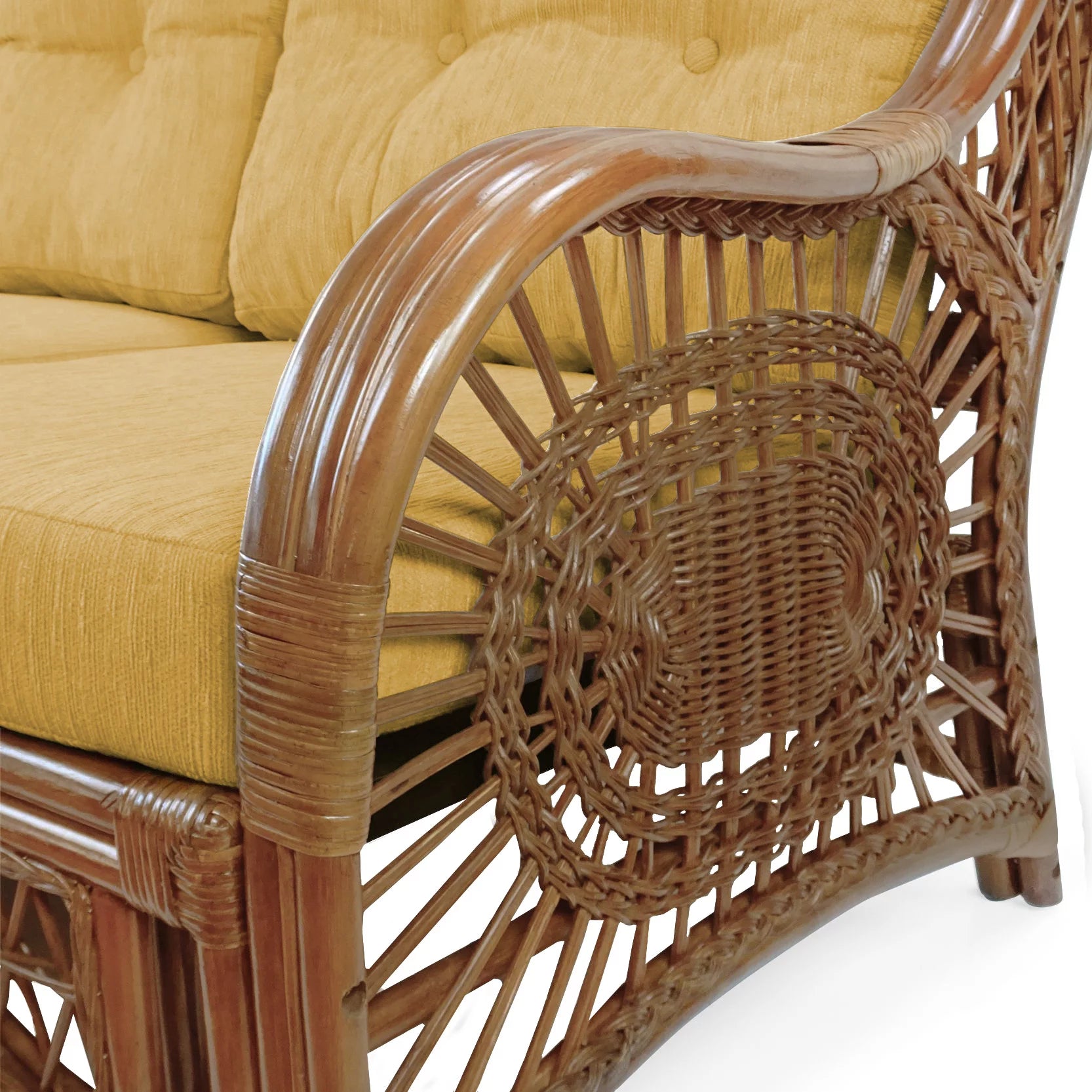 Three-Seater Rattan Wicker Sofa with Light Brown Cushions T819