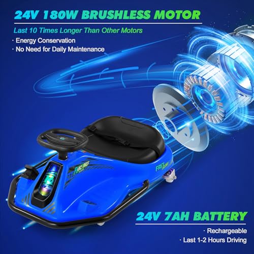 24V Electric Drifting Go Kart for Kids with Brushless Motor, Pink G891
