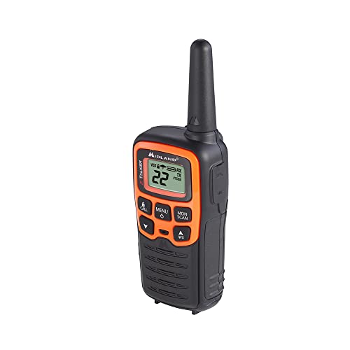 Spotting and Recovery Walkie-Talkie Long Range FRS Two Way Radio for Kids Caravanning with NOAA Weather Alert, 38 Privacy Codes, Black Orange 2 Pack L626895