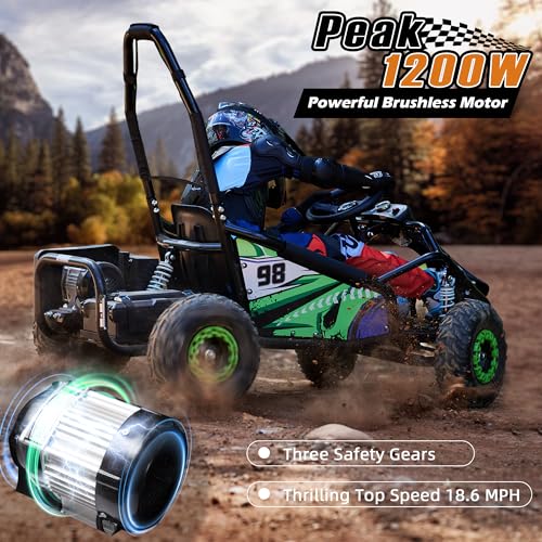 Kids Electric Drift Go Kart, 1200W Brushless Motor, 48V 12Ah Battery, 18.6 MPH S7751