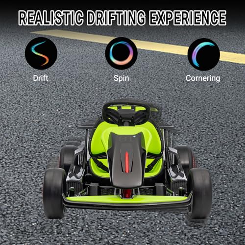 Kids Go Kart, 24V Electric Drift Car with Dual 200W Motors, 2-Speed, White B188186