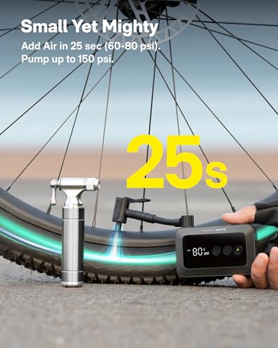 Mini Bike Tire Pump, 150PSI Portable Electric Air Pump with Gauge X1957