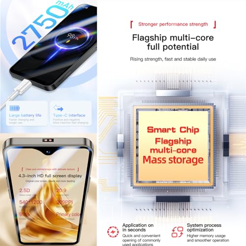 3G Mini Smartphone 3.0 Inch WiFi GPS Quad Core Android 8.1 Palm Phone Slim HD Camera Dual Sim 2GB RAM 16GB Light Blue H59317