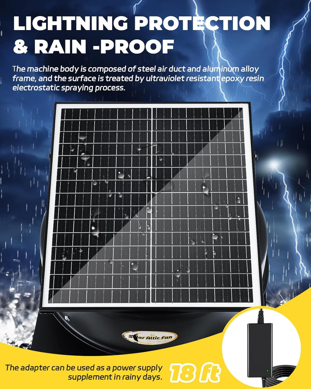 Solar Attic Fan with Remote Control, 40 Watt Roof Exhaust Fan R14384