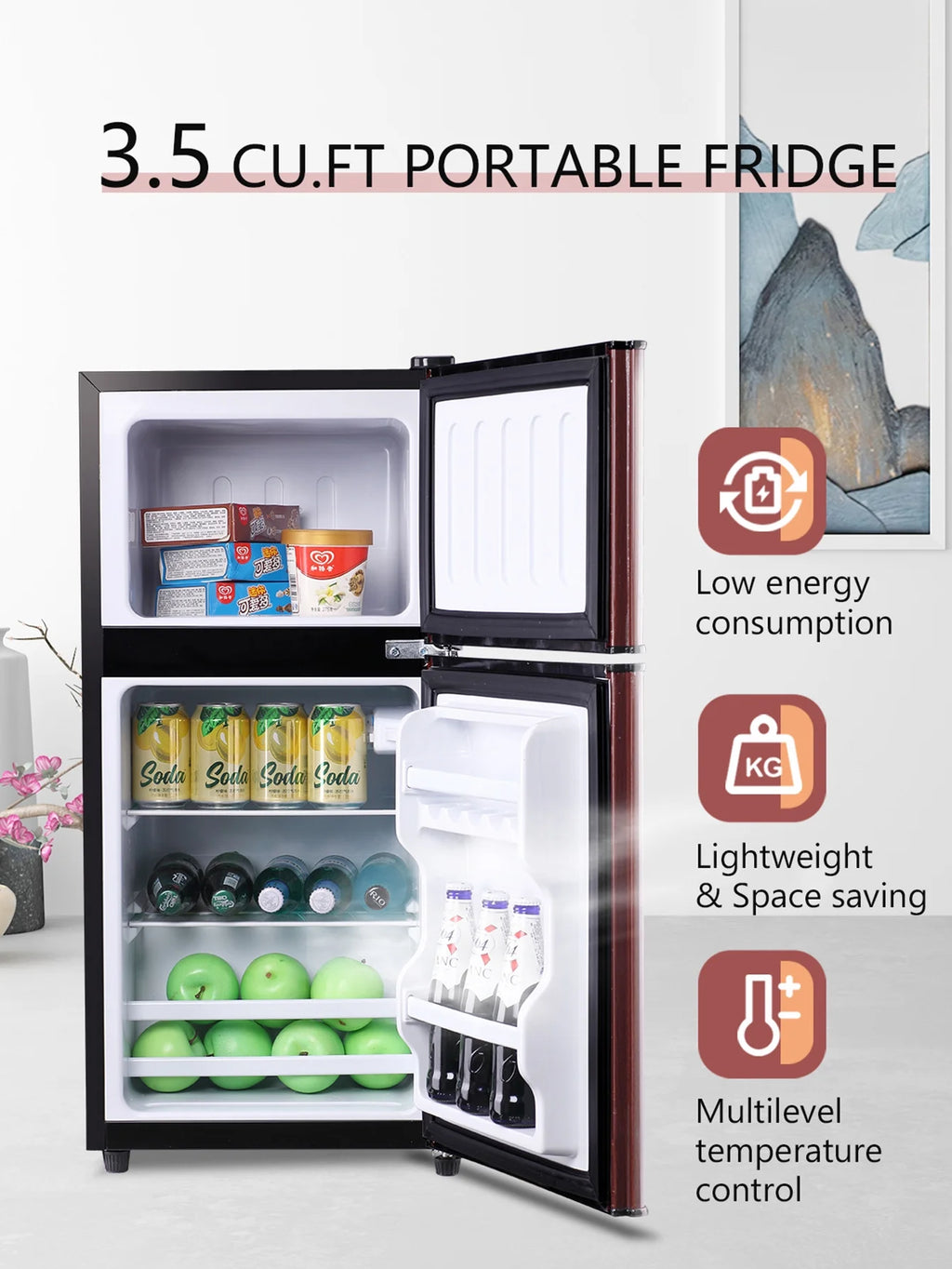 Mini Fridge 3.5 Cu.ft with Freezer, Compact Refrigerator for Dorm and Office M27479