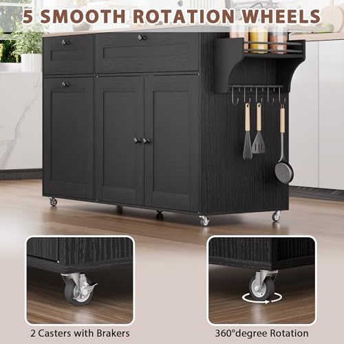 Kitchen Island on Wheels with Storage and Drop Leaf M62362