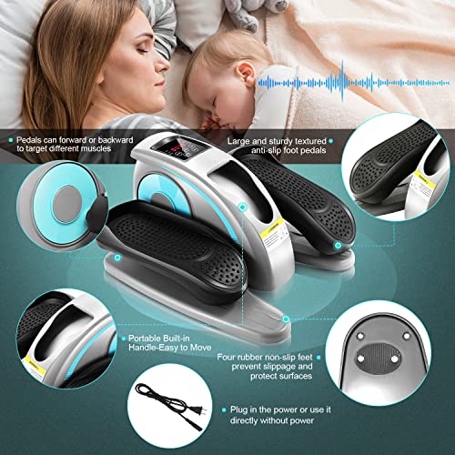 Under Desk Elliptical, Electric Leg Exerciser for Seniors Adults, Quiet Portable Seated Foot Pedal with Remote Control G7774