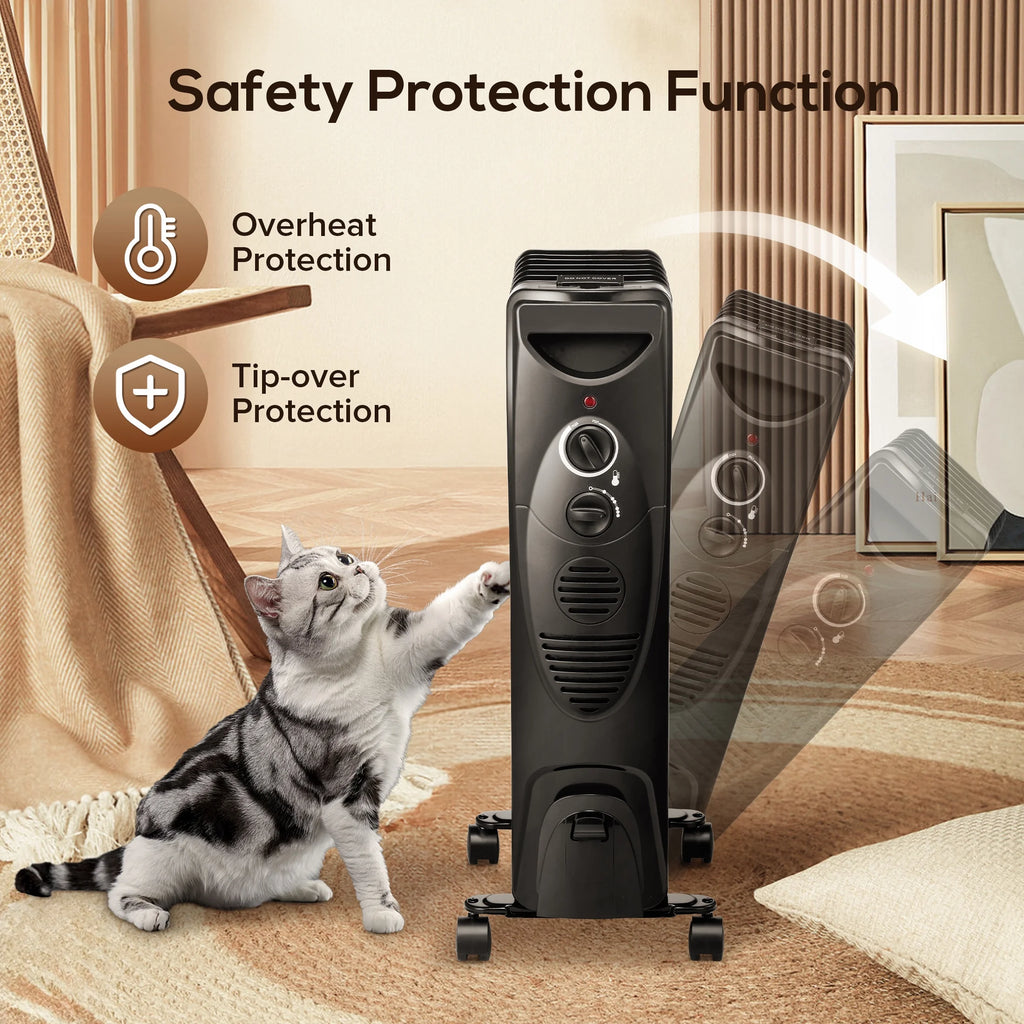 Electric Oil Filled Radiator Space Heater with Thermostat U816
