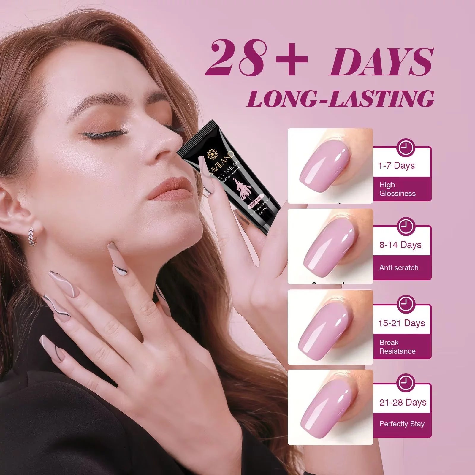 Poly Extension Gel Nail Kit with Nail Lamp, Base and Top Coat L85287