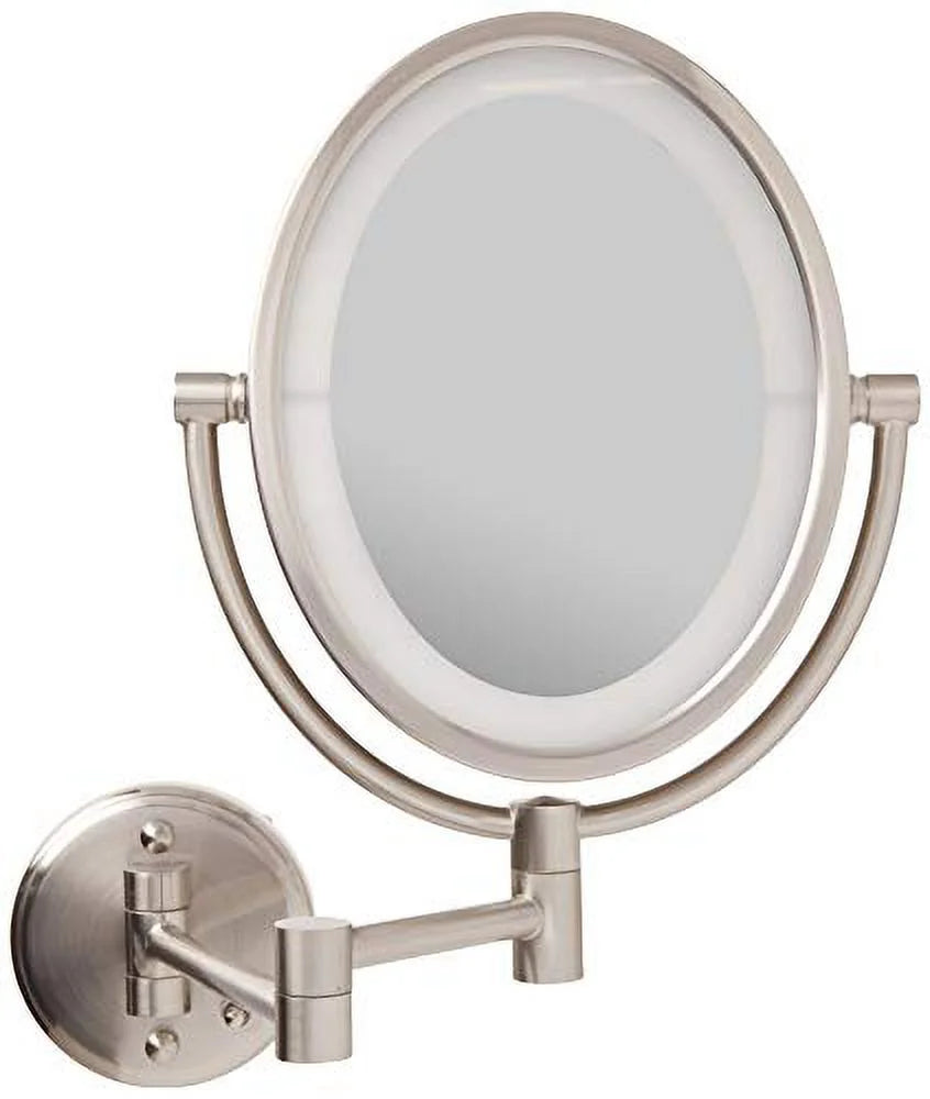 Oval Wall-Mounted Lighted Makeup Mirror with 10X-1X and 15X Spot Magnification W701