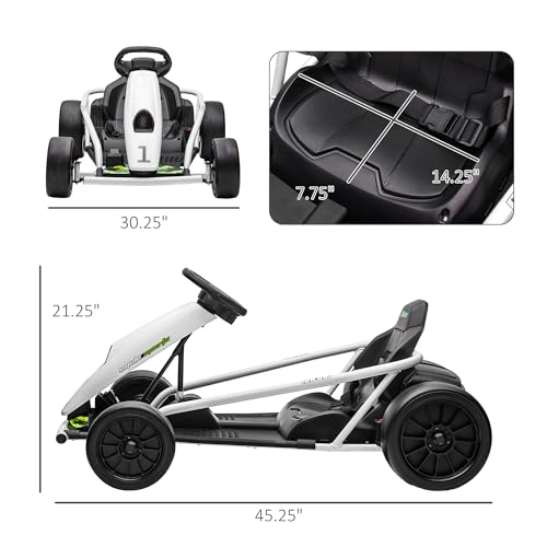 Electric Go Kart Ride On Toy for Kids 8-12, White B8407