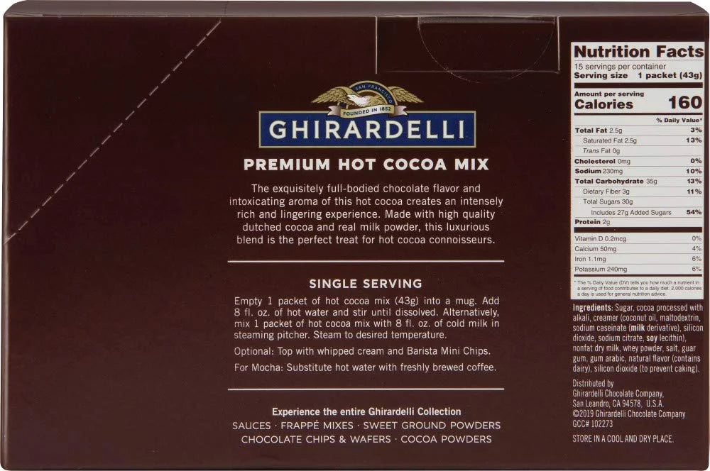 Hot Cocoa Envelopes, Double Chocolate, 1.5 oz, Pack of 15 Q8360