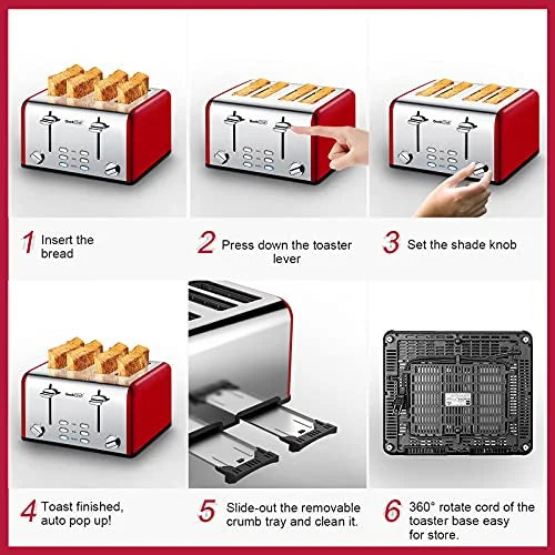 4 Slice Extra Wide Slot Toaster, Stainless Steel J143388