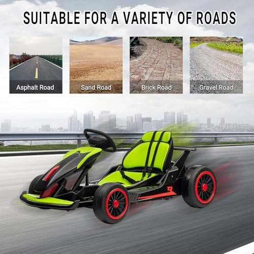 Kids Go Kart, 24V Electric Drift Car with Dual 200W Motors, 2-Speed, White B188186