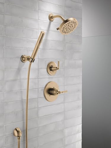 3-Setting Gold Shower System with Shower Head, Handheld and Valve Kit F223954