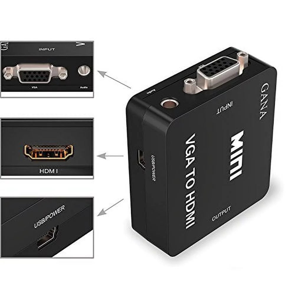 VGA to HDMI Adapter with Audio, 1080P for PC Laptop Projector U330353