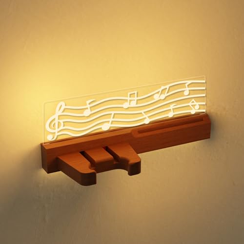 Guitar Wall Mount Stand with LED Lights, Solid Wood & Acrylic, USB-Powered Z93098