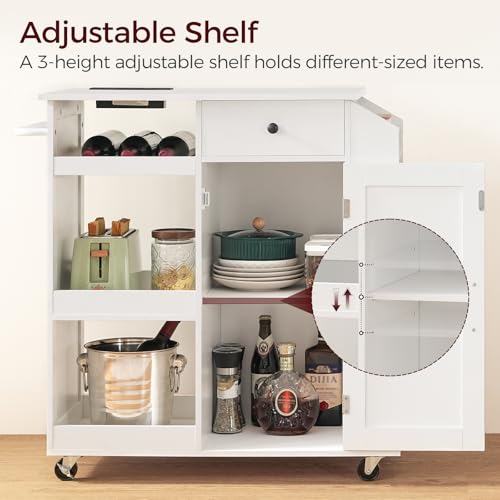 Kitchen Island with Power Outlet and Drawer on Wheels I678