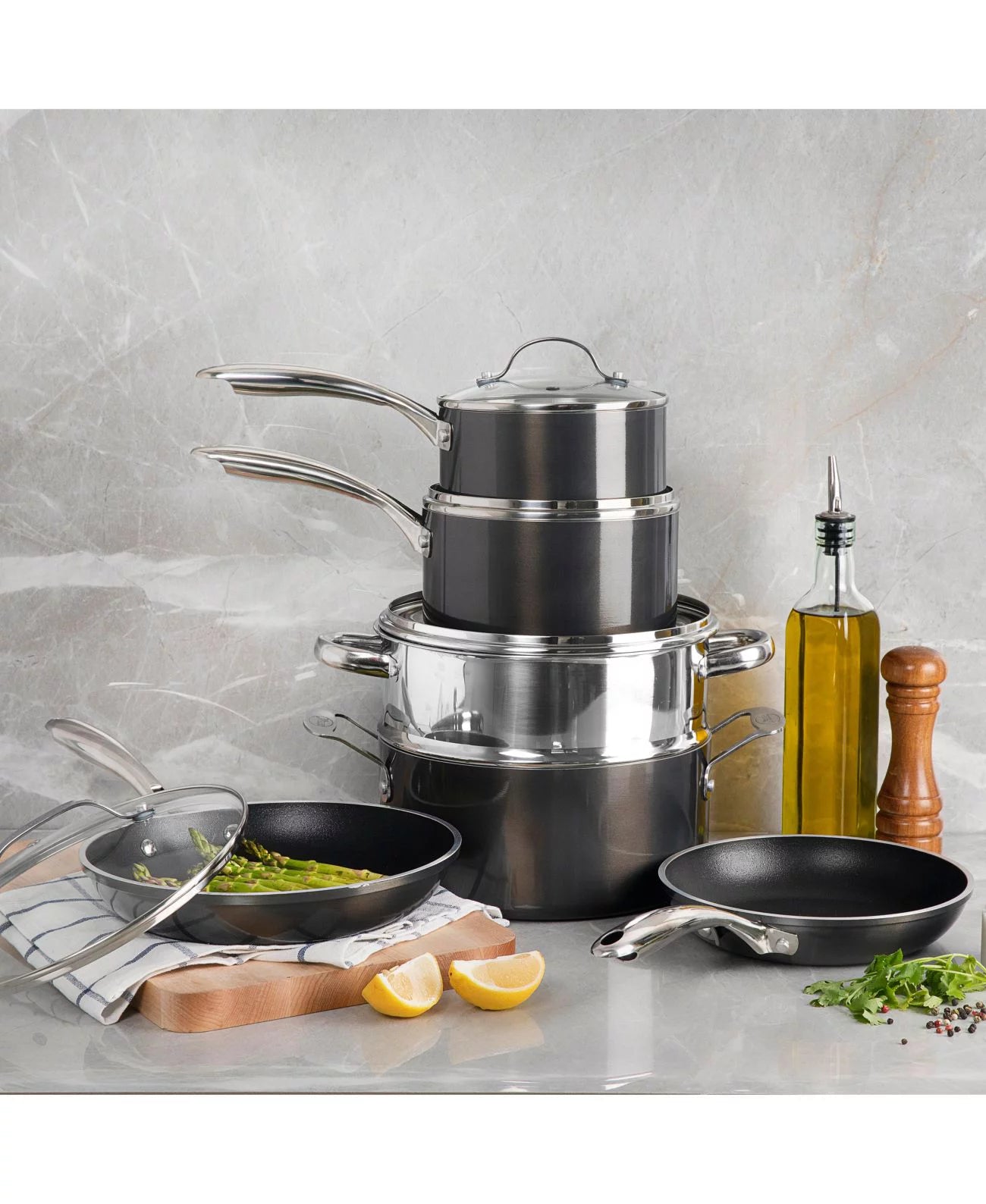 10-Pc. Cast Textured Nonstick Cookware Set Z6368