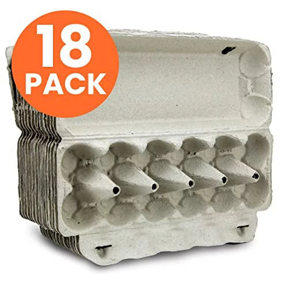 Printed Pulp Egg Cartons - 18 Pack, Large Egg Storage Holder, Holds 1 Dozen Q2766
