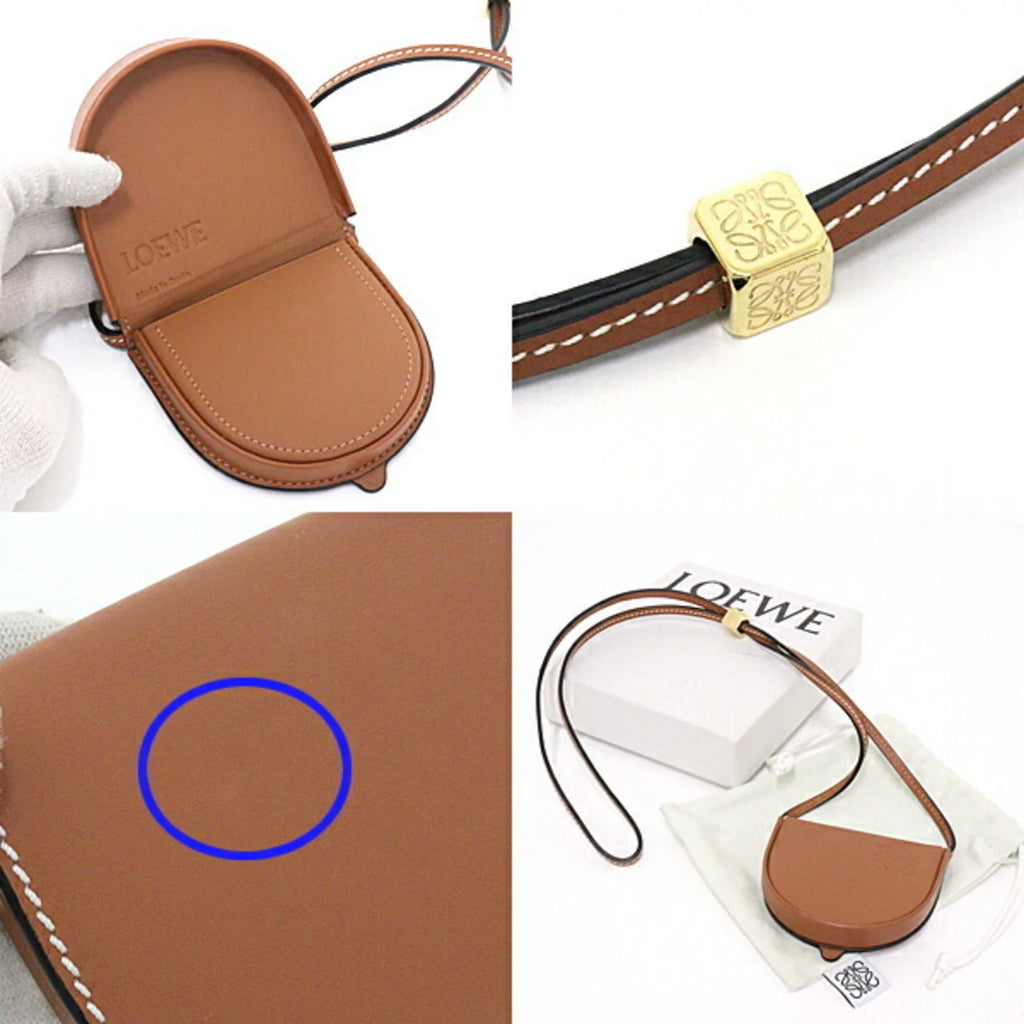 Heel Pouch Mini Soft Calf Tan Neck Shoulder Crossbody Coin Case F5774