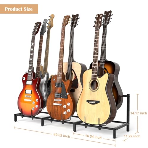 Guitar Rack, 3-Piece Floor Stand with Amp Support, Adjustable Holder for Multiple Instruments X487178