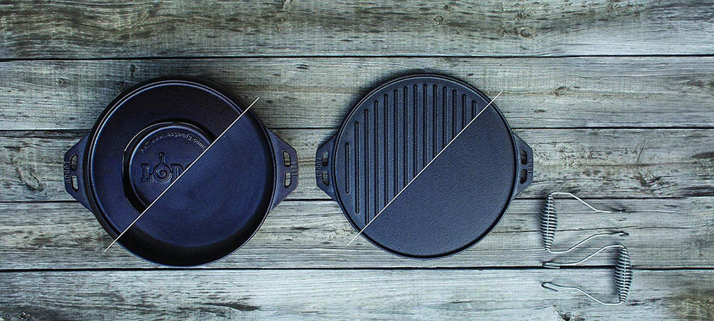 Cast Iron Cook-It-All Kit, Five-Piece Set with Reversible Grill/Griddle and Wok S44371
