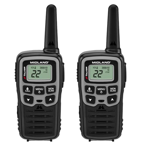 Spotting and Recovery Walkie-Talkie Long Range FRS Two Way Radio for Kids Caravanning with NOAA Weather Alert, 38 Privacy Codes, Black Orange 2 Pack L626895