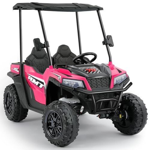 24V Ride on Car 2 Seater with Sun Shade, Dump Bed & Shovel, 4WD Electric Truck for Kids F44284