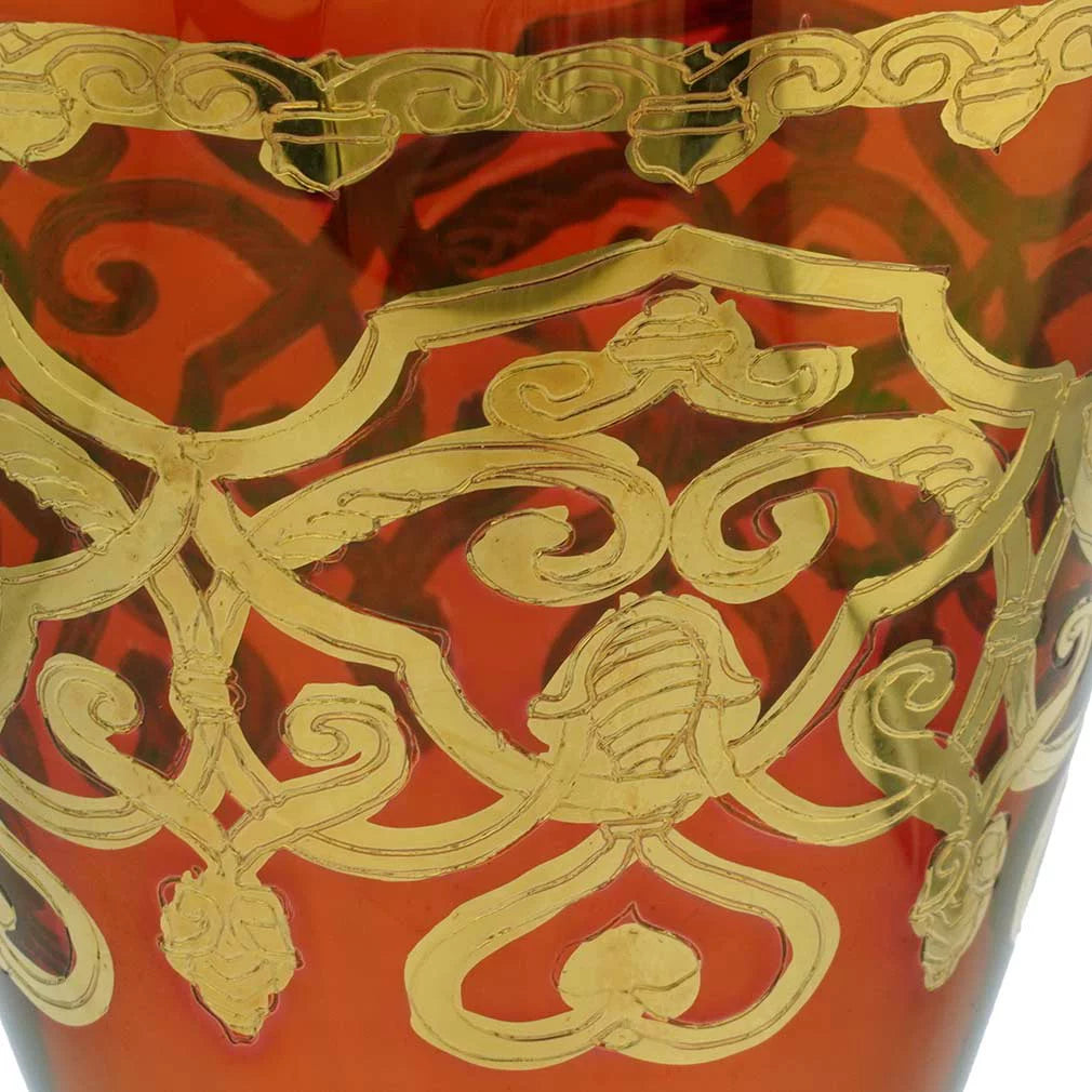 Set of Two Murano Glass Wine Glasses with 24K Gold Leaf W599