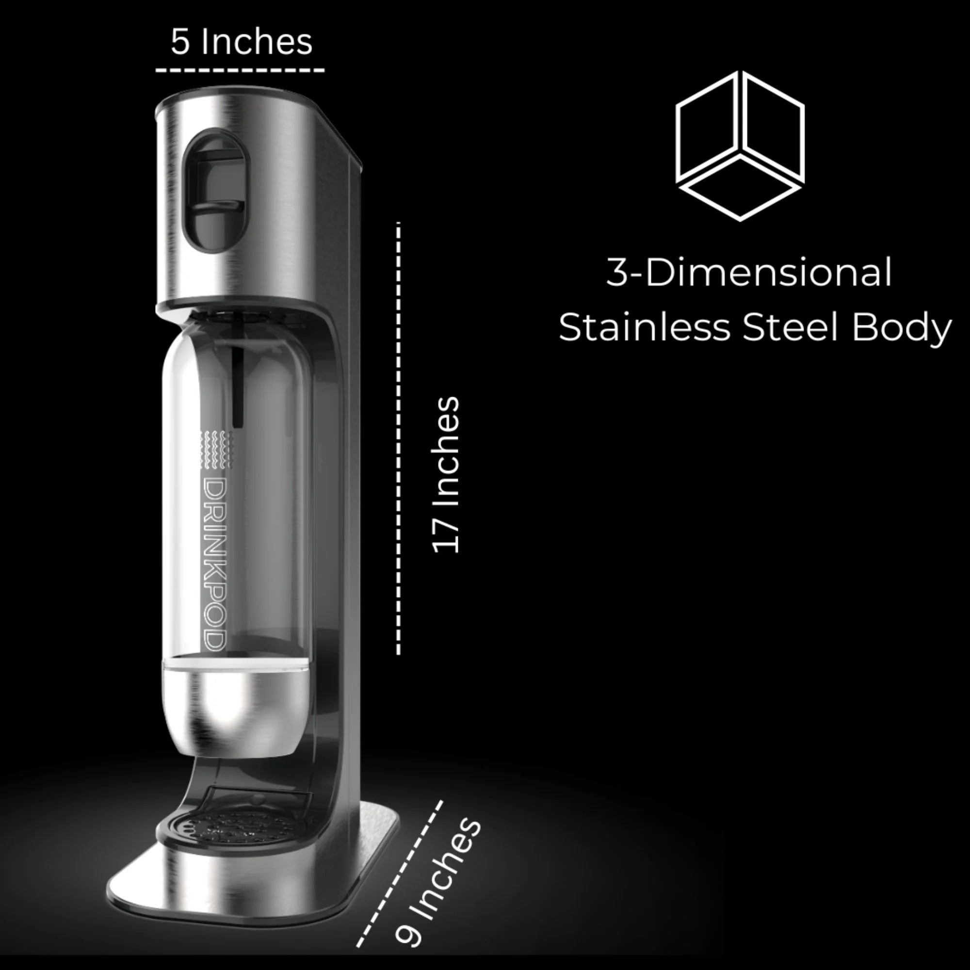 Stainless Steel Sparkling Water Machine with CO2 Cylinder and 3 Bottles K4743